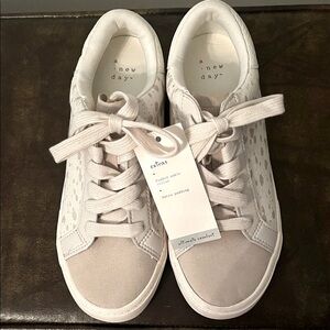 A New Day Women's Cream Sneakers With Gold Pattern